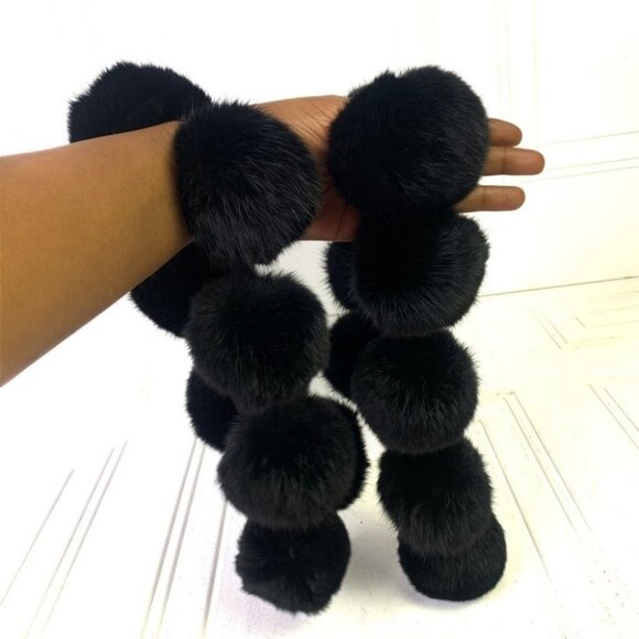 Accessories - Pom Pom black  women winter scarf